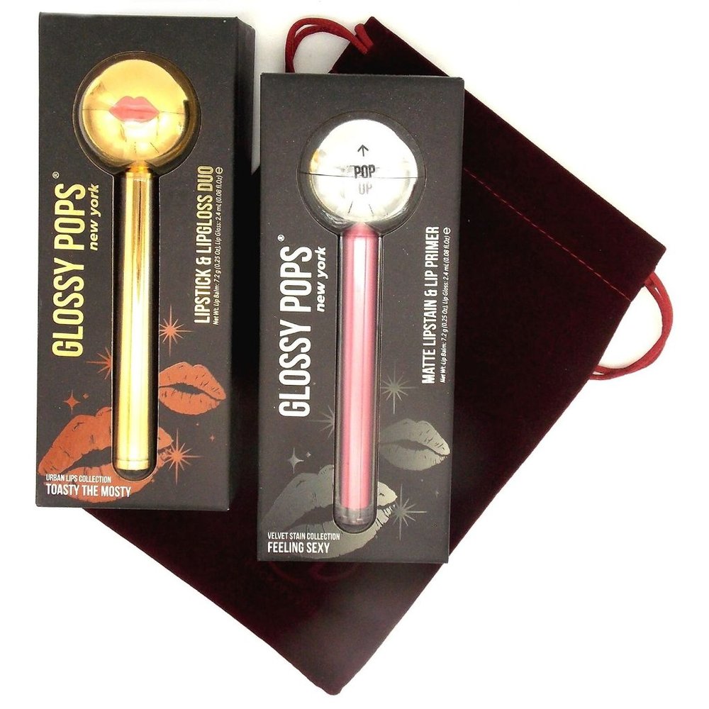 Glossy Pops Bundle Toasty The Mosty Lipstick Lipgloss Duo Feeling Sexy Lipstain